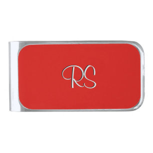 Solid Red Personal Silver Finish Money Clip