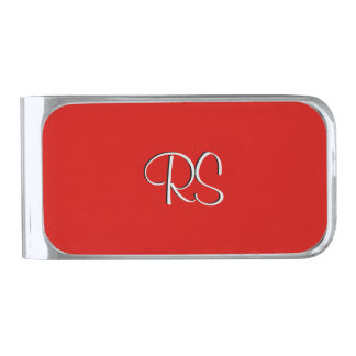Solid Red Personal Silver Finish Money Clip