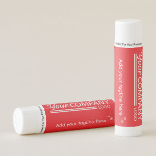 Solid Red, White Logo Promotional Branded Lip Balm
