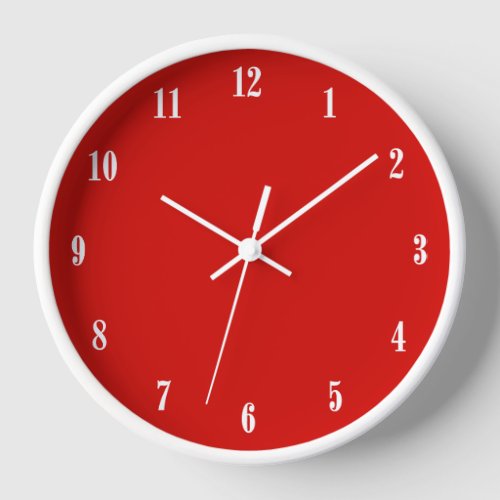 Solid Red White Numbers  Clock