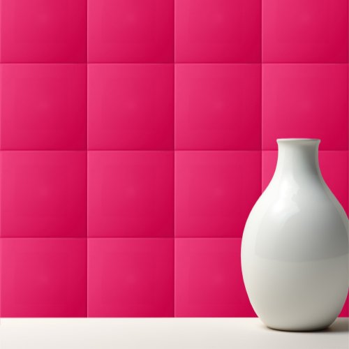 Solid reddish bright hot pink ceramic tile