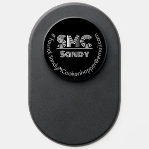 Solid Retro script Jet Black Monogramed Name PopSocket