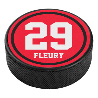 Solid Ring black + your Name & Number Hockey Puck