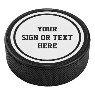 Solid Ring & Dot white + your color, sign or text Hockey Puck