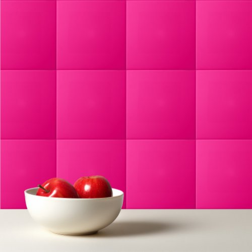 Solid rose deep pink ceramic tile