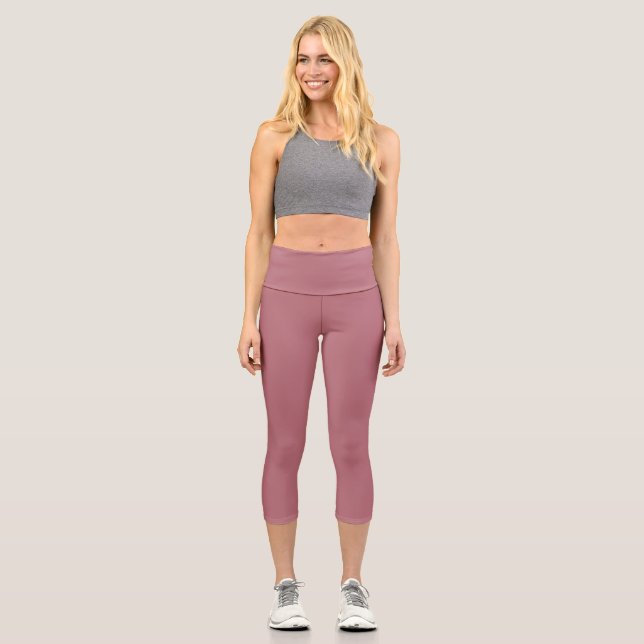 Solid Rose Gold Color Capri Leggings (Front)