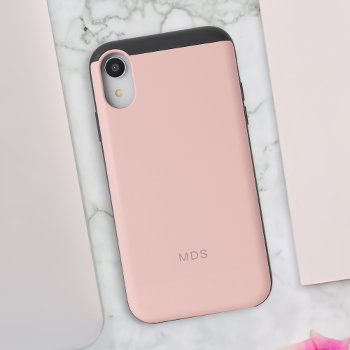 Solid Rose Pink Simple Monogram Iphone Xr Slider Case by mothersdaisy at Zazzle