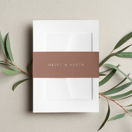 Solid Rust + Classic Lettering Wedding Invitation Belly Band