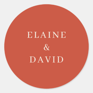 Solid Rustic Orange Modern Wedding Classic Round Sticker