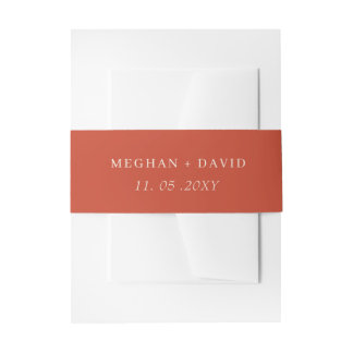 Solid Rustic Orange Modern Wedding Invitation Belly Band
