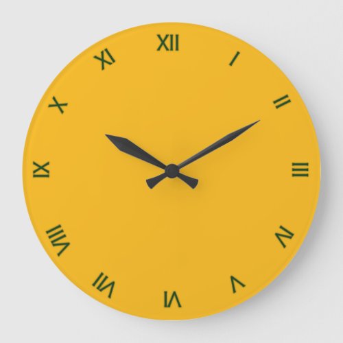 Solid Saffron Yellow  Gold with Roman Numerals Large Clock