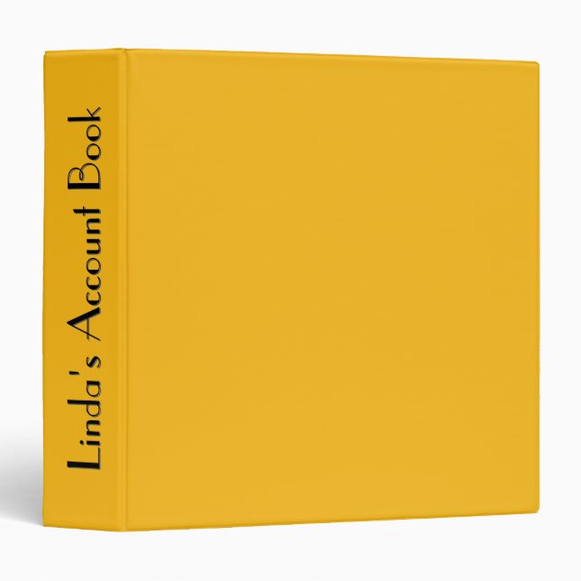 Solid Saffron Yellow Personalized Binder (Front/Spine)