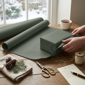 Solid Sage Green Christmas Gift Wrap