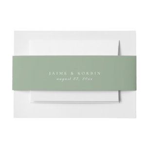 Solid Sage Green Color Wedding Invitation Belly Band