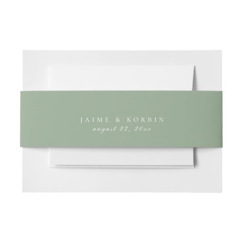 Solid Sage Green Color Wedding Invitation Belly Band