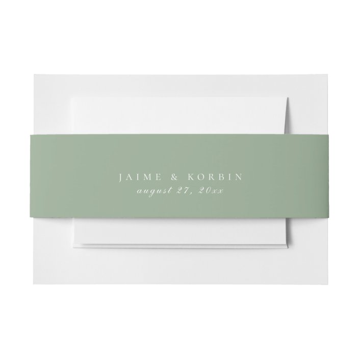 Solid Sage Green Color Wedding Invitation Belly Band Zazzle Com