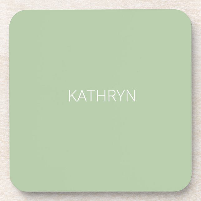 solid sage green natural beverage coaster (Front)