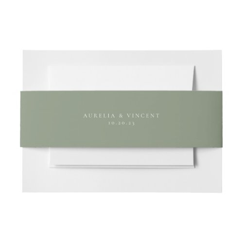 Solid Sage Green Wedding Invitation Belly Band