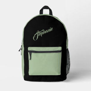 Solid Sage Green with Name Printed Backpack