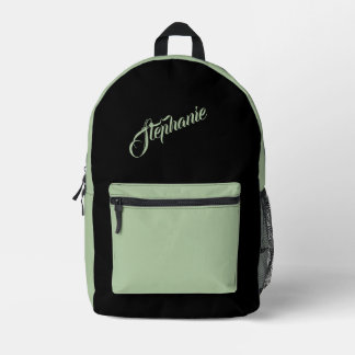 Solid Sage Green with Name Printed Backpack