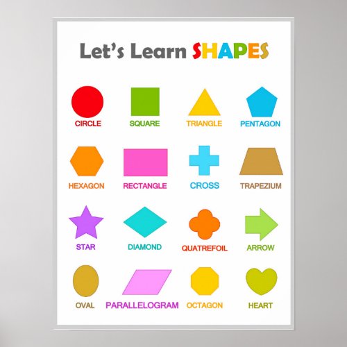 solid shapes back to school kids learning poster