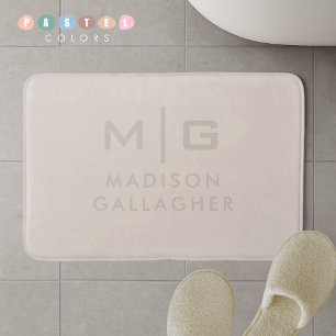 Solid Soft Light Pastel Beige Cream Color Bath Mat