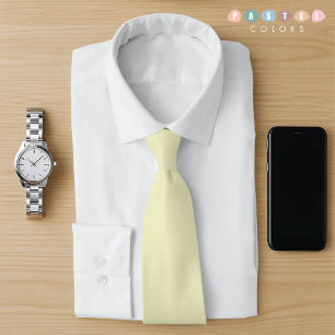 Solid Soft Light Pastel Butter Cream Yellow Color Neck Tie