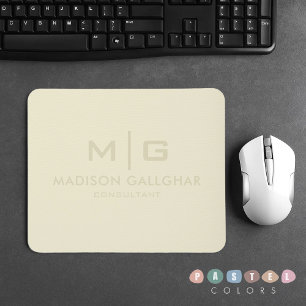 Solid Soft Light Pastel Cream Beige Yellow Color Mouse Pad