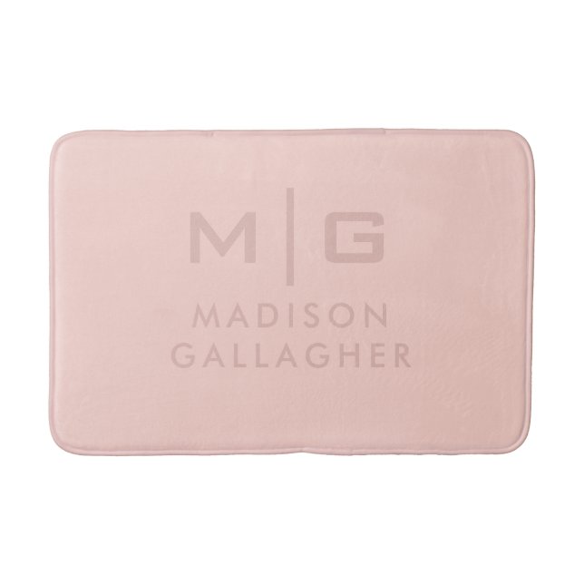 Solid Soft Light Pastel Peach Pink Color  Bath Mat (Front)