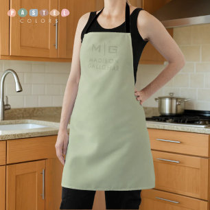 Solid Soft Light Pastel Sage Moss Green Color Apron