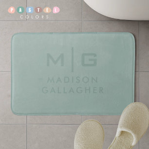 Solid Soft Light Pastel Sage Moss Green Color Bath Mat