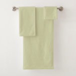 Solid Soft Light Pastel Sage Moss Green Color Bath Towel Set