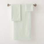 Solid Soft Light Pastel Sage Moss Green Color Bath Towel Set
