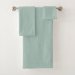 Solid Soft Light Pastel Sage Moss Green Color Bath Towel Set