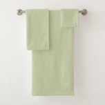 Solid Soft Light Pastel Sage Moss Green Color Bath Towel Set