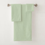 Solid Soft Light Pastel Sage Moss Green Color Bath Towel Set