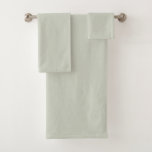 Solid Soft Light Pastel Sage Moss Green Color Bath Towel Set