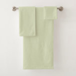 Solid Soft Light Pastel Sage Moss Green Color Bath Towel Set