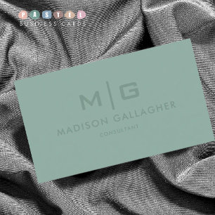 Solid Soft Light Pastel Sage Moss Green Color Business Card