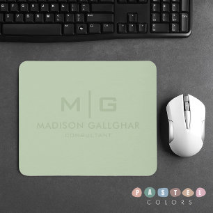 Solid Soft Light Pastel Sage Moss Green Color Mouse Pad