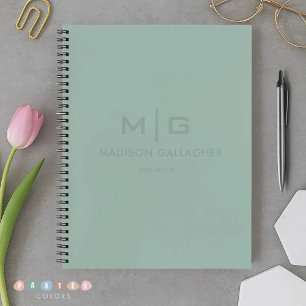 Solid Soft Light Pastel Sage Moss Green Color Notebook