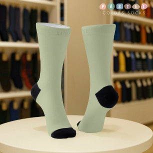 Solid Soft Light Pastel Sage Moss Green Color Socks