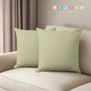 Solid Soft Light Pastel Sage Moss Green Color Throw Pillow
