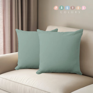 Solid Soft Light Pastel Sage Teal Green Color Throw Pillow