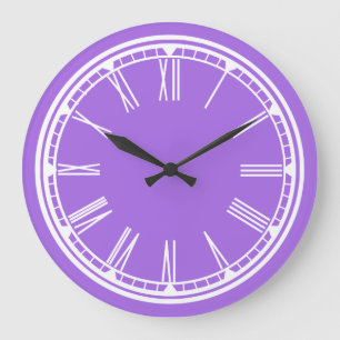 Solid Soft Purple White Roman Numerals Wall Clock