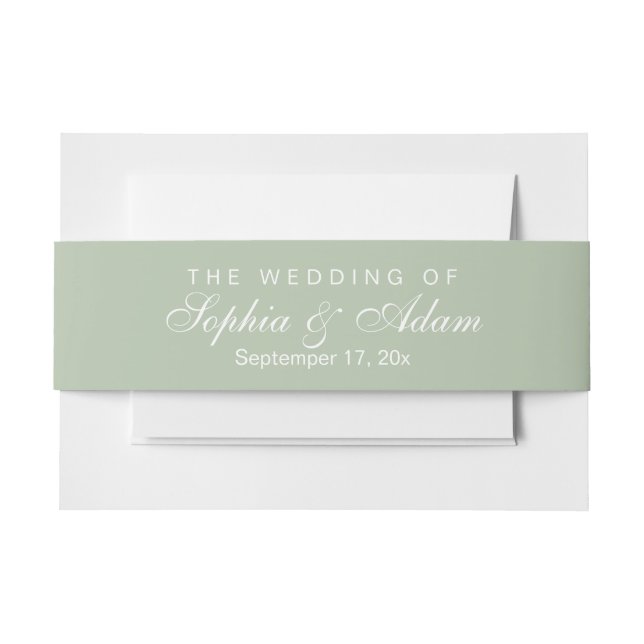 Solid Soft Sage Green Invitation Belly Band (Front Example)