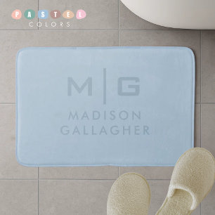 Solid Soft Sky Light Pastel Baby Blue Color  Bath Mat
