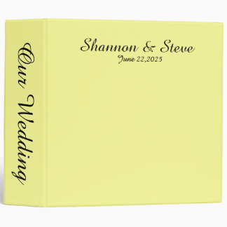 Solid Soft Yellow Personal Wedding Binder