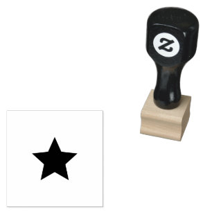 Solid Star Mark Rubber Stamp with Red Ink