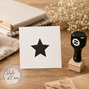Solid Star Mark Rubber Stamp with Red Ink